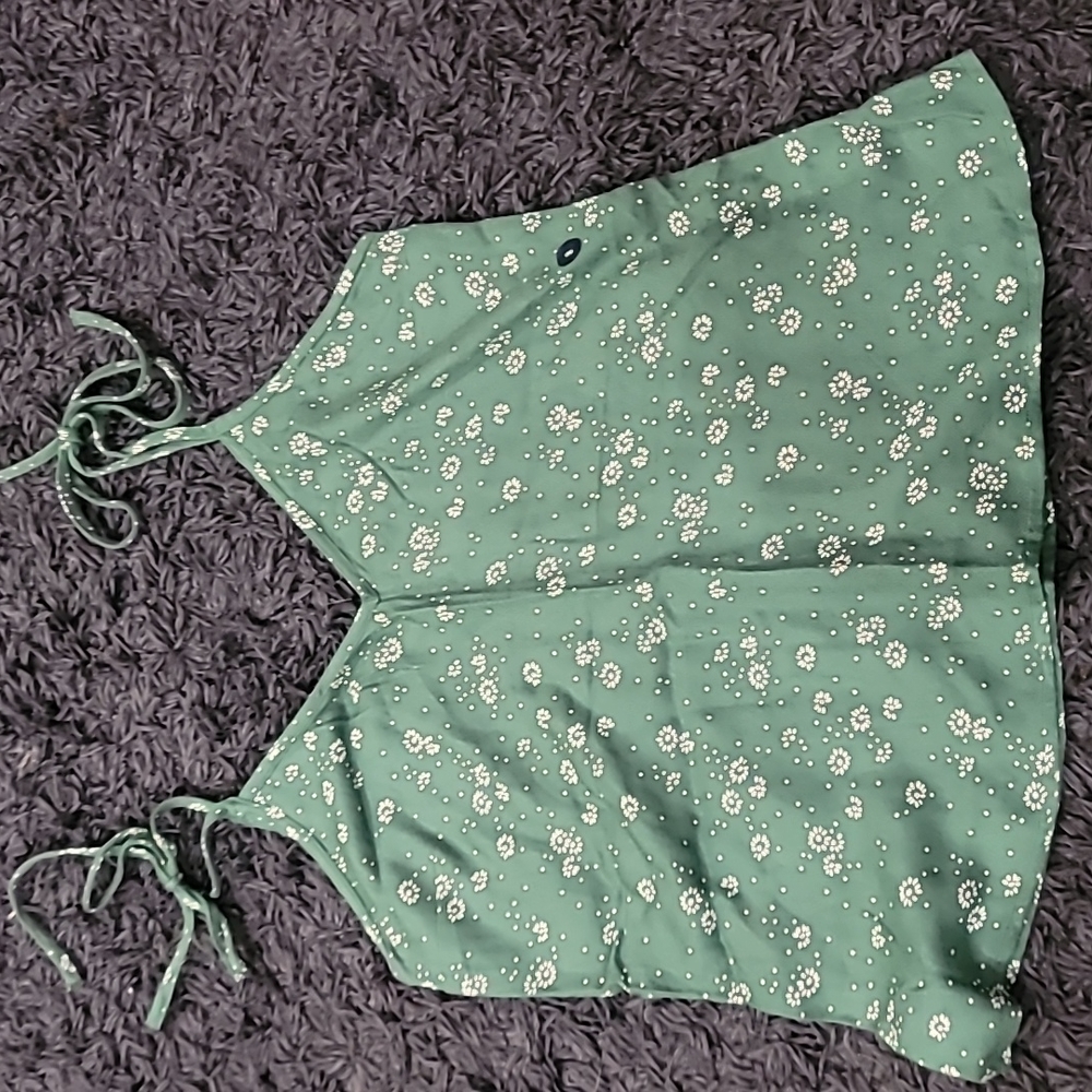 Forest green floral top